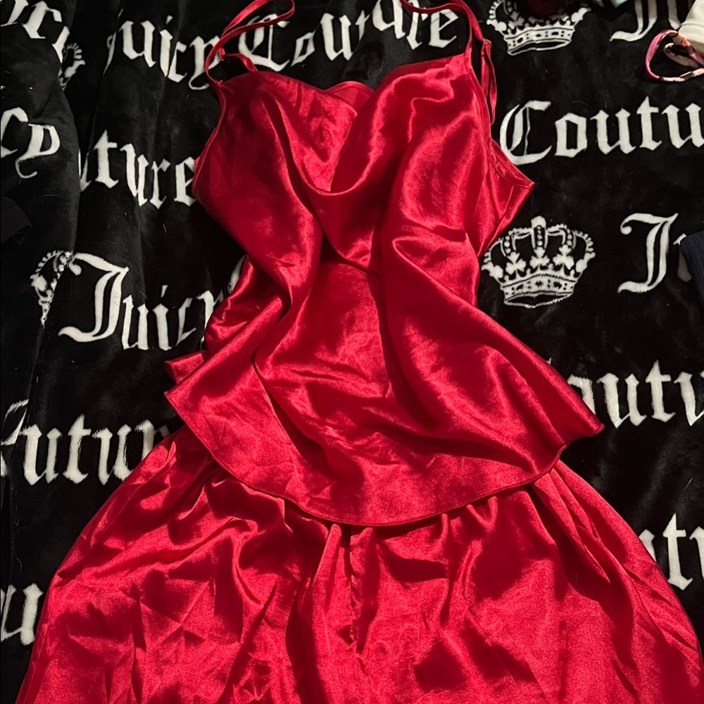 Vibrant Red silk pj set